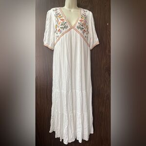 Embroidered White Maxi Dress